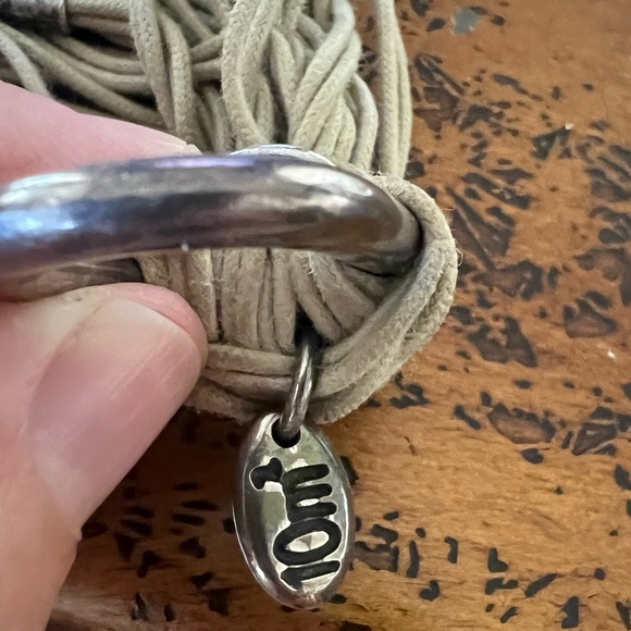 10m2 Multi-layer Multi Tube Cotton Thread & Metal Bracelet Tan & Silver S - Picture 4 of 9